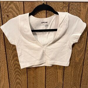 Garage Ivory Ribbed Crop Top~Small
